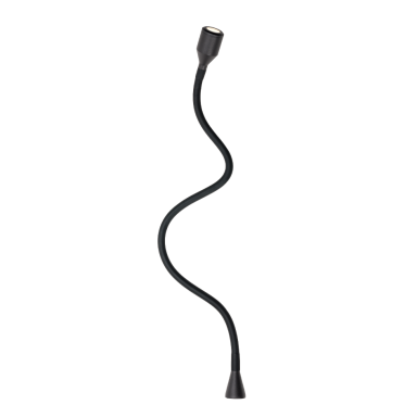 Câble flexible noir en forme de serpentin avec un connecteur à une extrémité.