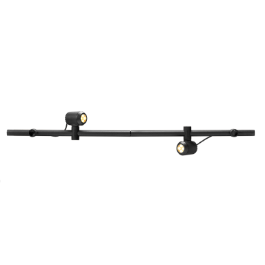 Rail lumineux noir avec deux spots orientables.